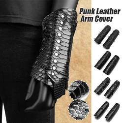 Steampunk retrò medievale vichingo rivetto guanto stile punk modello serpente bracciali guanto di sfida uomo armatura in pelle PU Halloween Cosplay