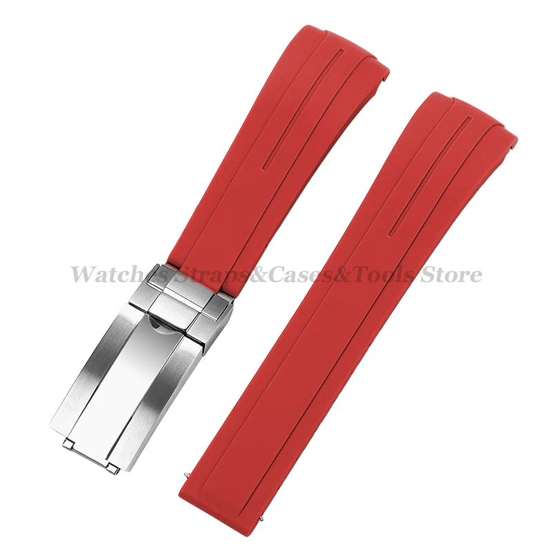 20mm 21mm 22mm Kautschukband Silikonarmband mit gebogenem Ende für Rolex für Water Ghost Faltschließe Wasserdichtes Armband Armband