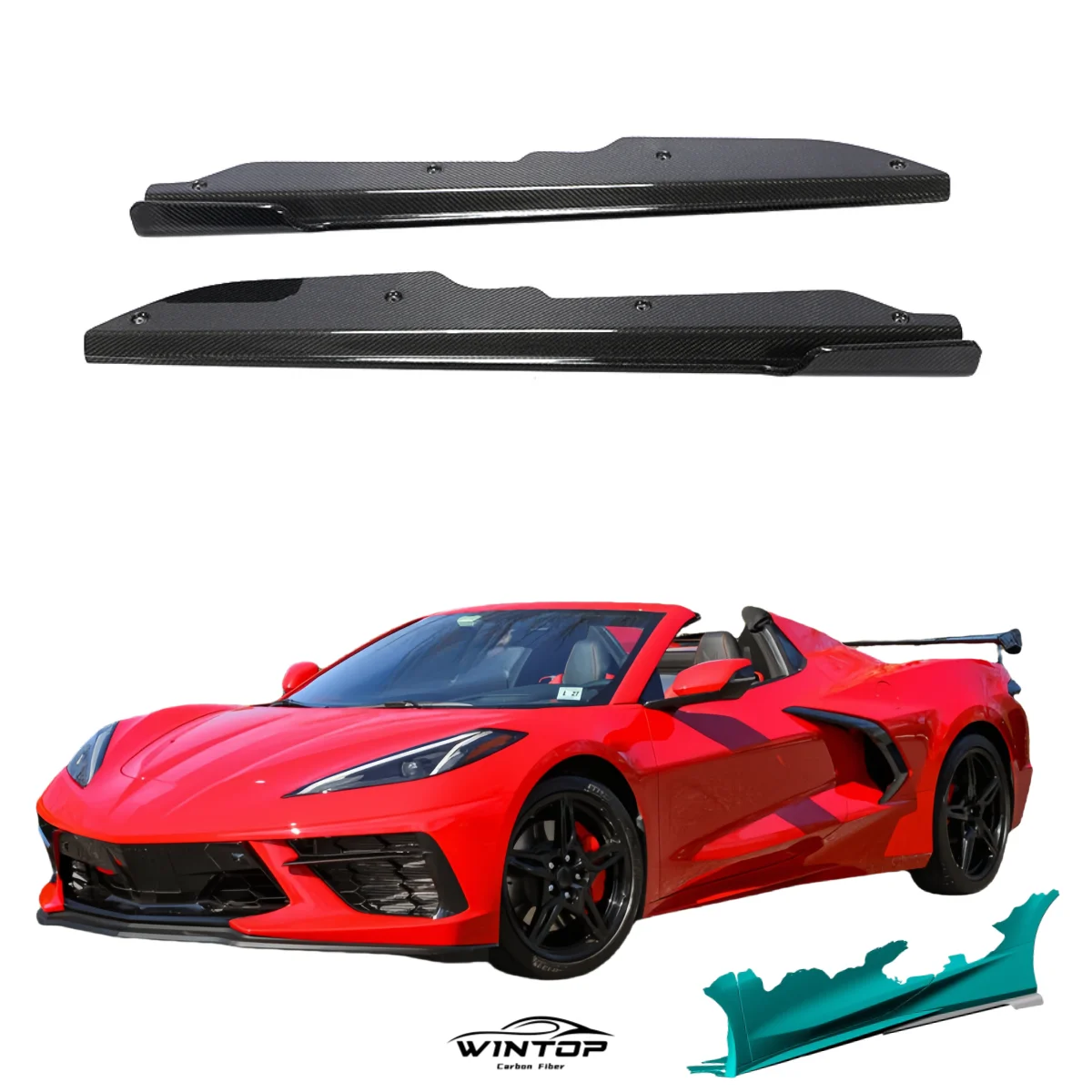 wholesalers High Quality C8 Side Skirts for Chevrolet Corvette C8 Stingray Convertible 2-Door 2020-2021