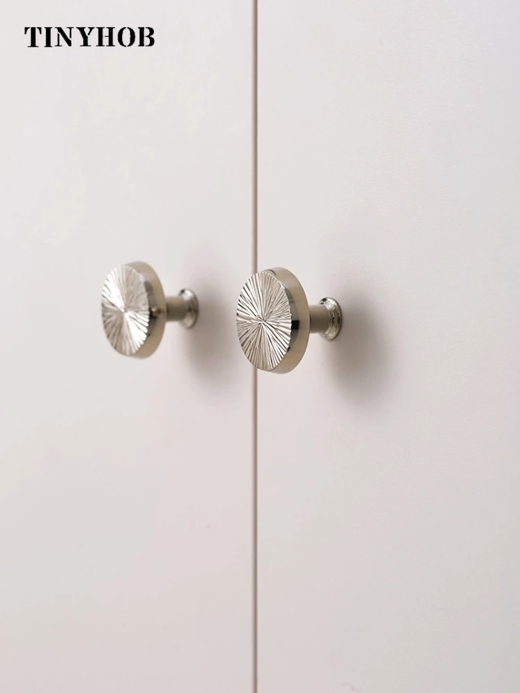 Tinyhob Solid Brass Furniture Small Handles Bright Nickel  Drawer Knobs Cabinet Door Cupboard Wardrobe Dresser Pulls