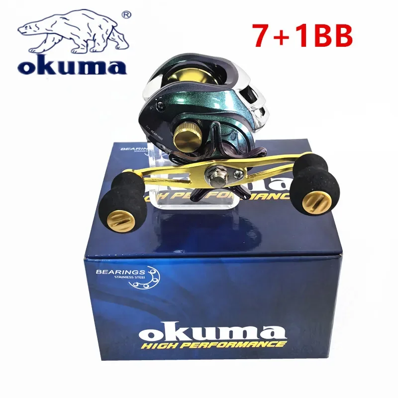 OKUMA Metal Wire Cup Chameleon Droplet Wheel 10KGMax Dragon Bait Reel Dual Brake 7+1 BB High Speed Fishing Reel