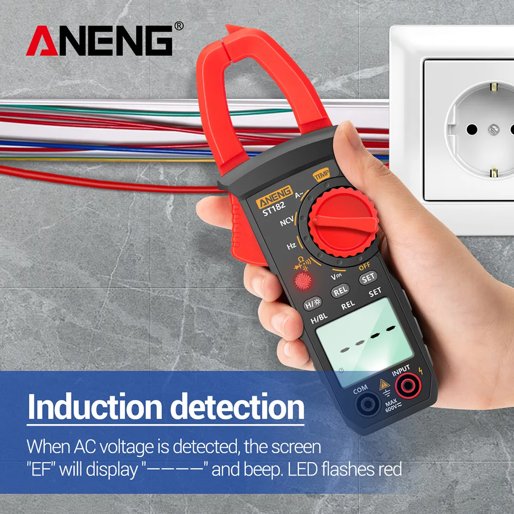 ANENG PN200 Digital Clamp Meter Multimeter Ammeter Voltage Tester 4000 Counts DC/AC 600A Current Car Hz Capacitance NCV Ohm Test