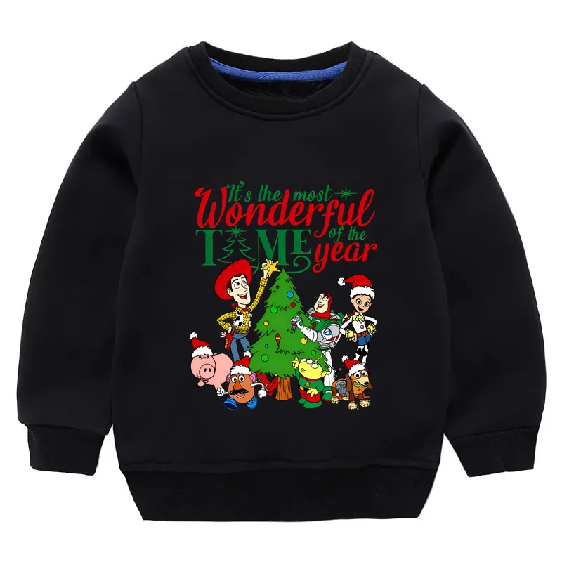 Toy Story Buzz Lightyear Woody Christmas Print Kids Sweatshirts Children Hoodies Baby Pullover Tops Girls Boys Clothes,KYT5911