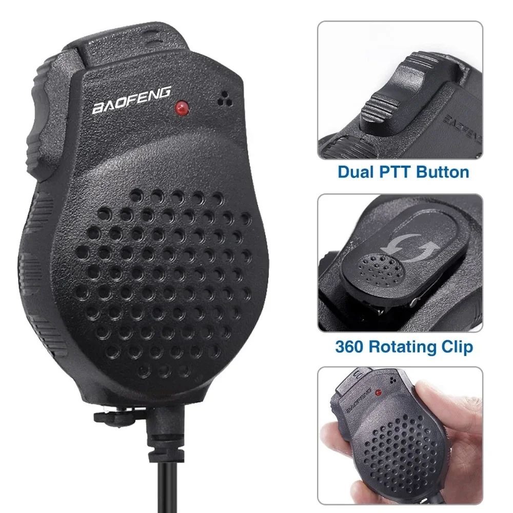 Baofeng Dual PTT Shoulder Speaker Mic Microphone 3.5mm Headset Jack Compatible with BAOFENG UV-5R MINI UV-82 Two Way Ham Radio