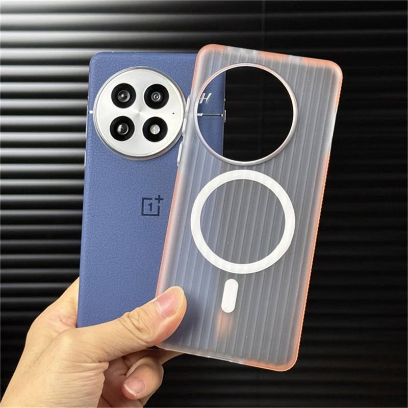 Magnetic Case For OnePlus 13 Case For MagSafe Matte Transparent Luggage Stripe Slim Cover For OnePlus13 5G Hard Shell