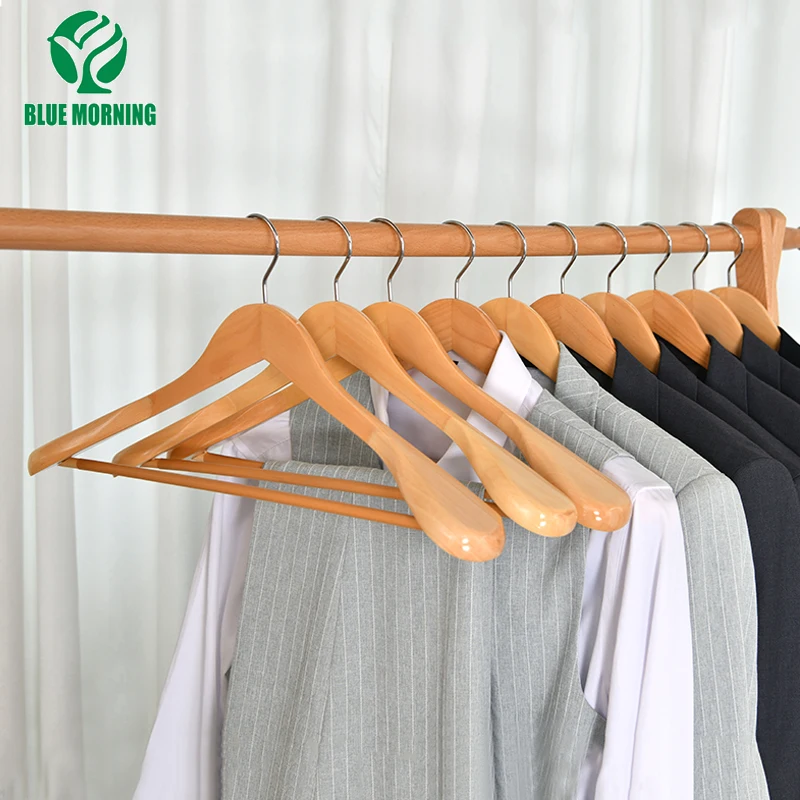 4Pcs Wooden Hanger Suit Clothes Racks Solid Wood Wide Shoulders Coat Hangers Thickening Pant Rack Clothing Wardrobes Organizer