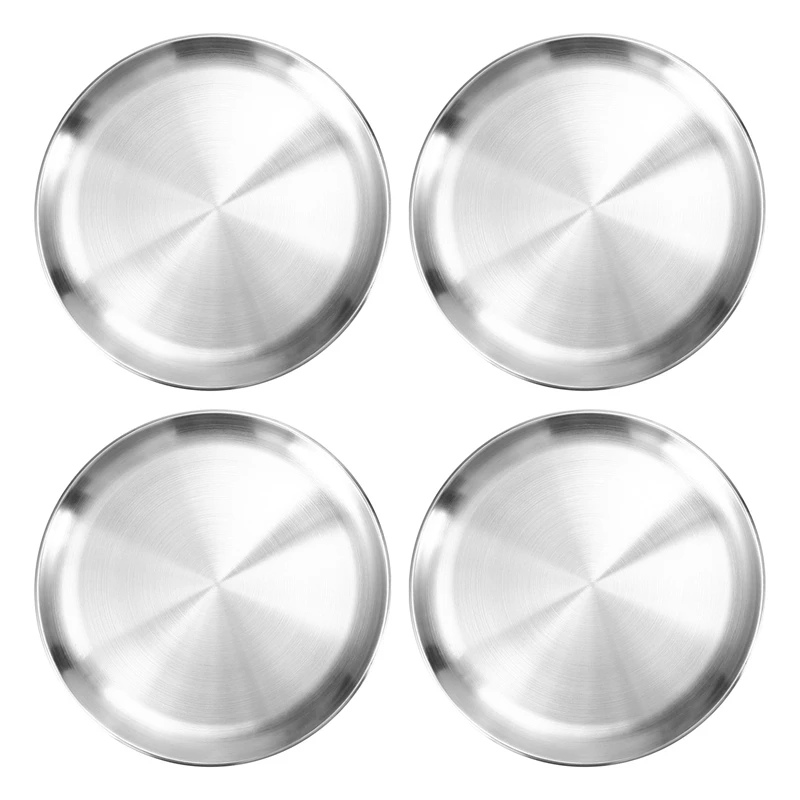 4 Pack 12 Inch Pizza Tray,Stainless Steel Pizza Oven Baking Tray,Round Pizza Baking Sheet,For Baking Roasting Serving