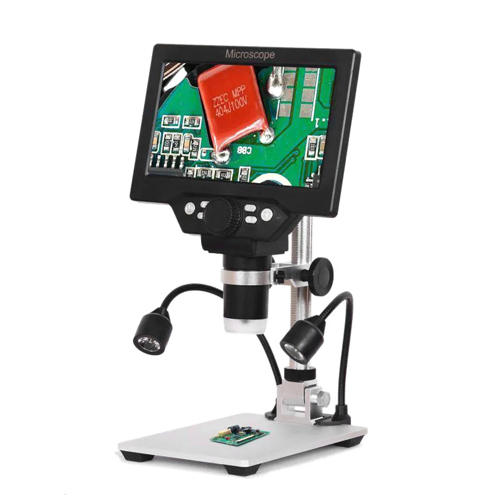 G1200 Electronic Digital Microscope 7 Inch Color Screen LCD Display 12MP 1-1200X Continuous Amplification Magnifier 2 Fill Light