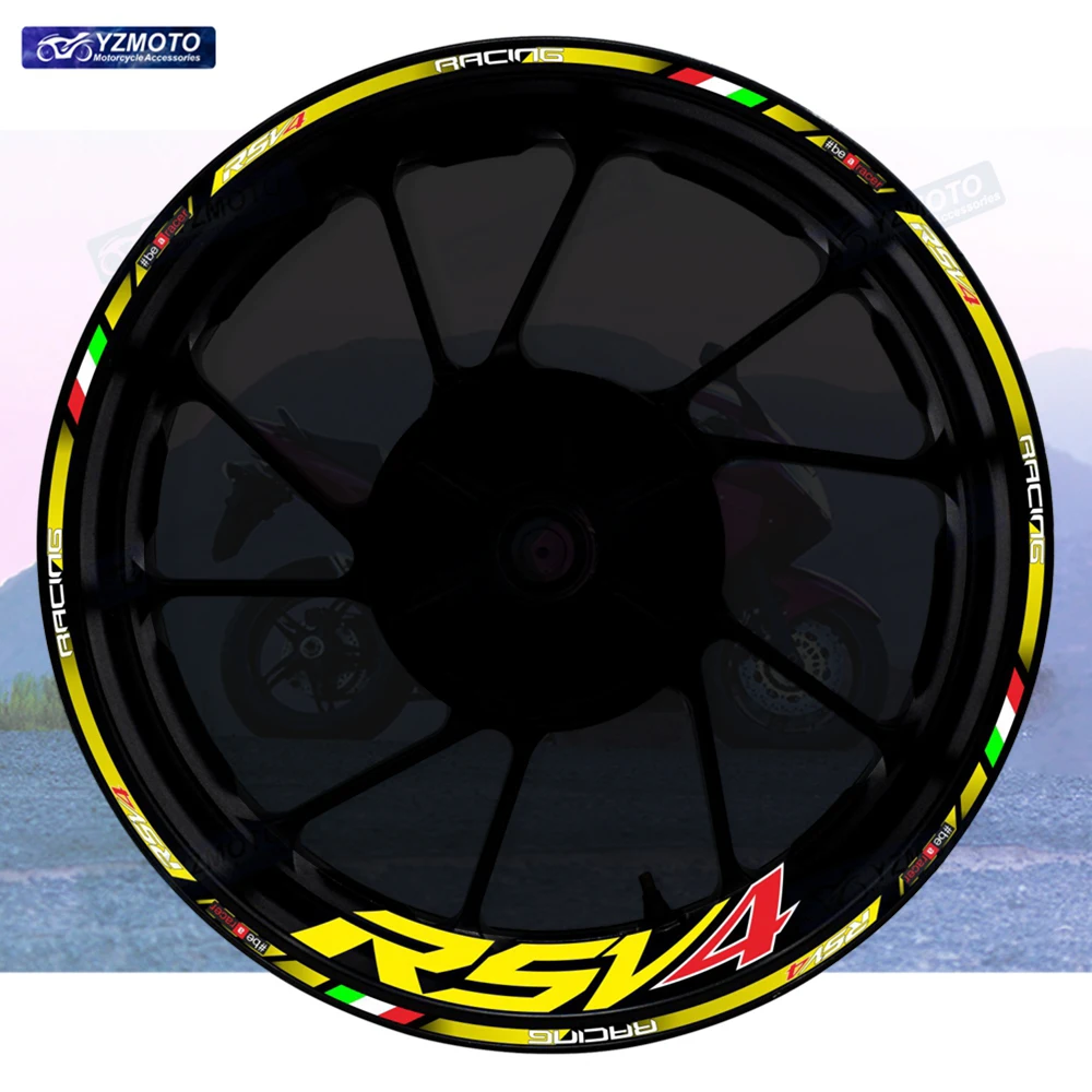 

For RSV4 RS V4 Motorcycle Racing 17 Inch Front And Rear Wheel Hub Waterproof Sticker Reflective Rim Decal Decorative Stickers