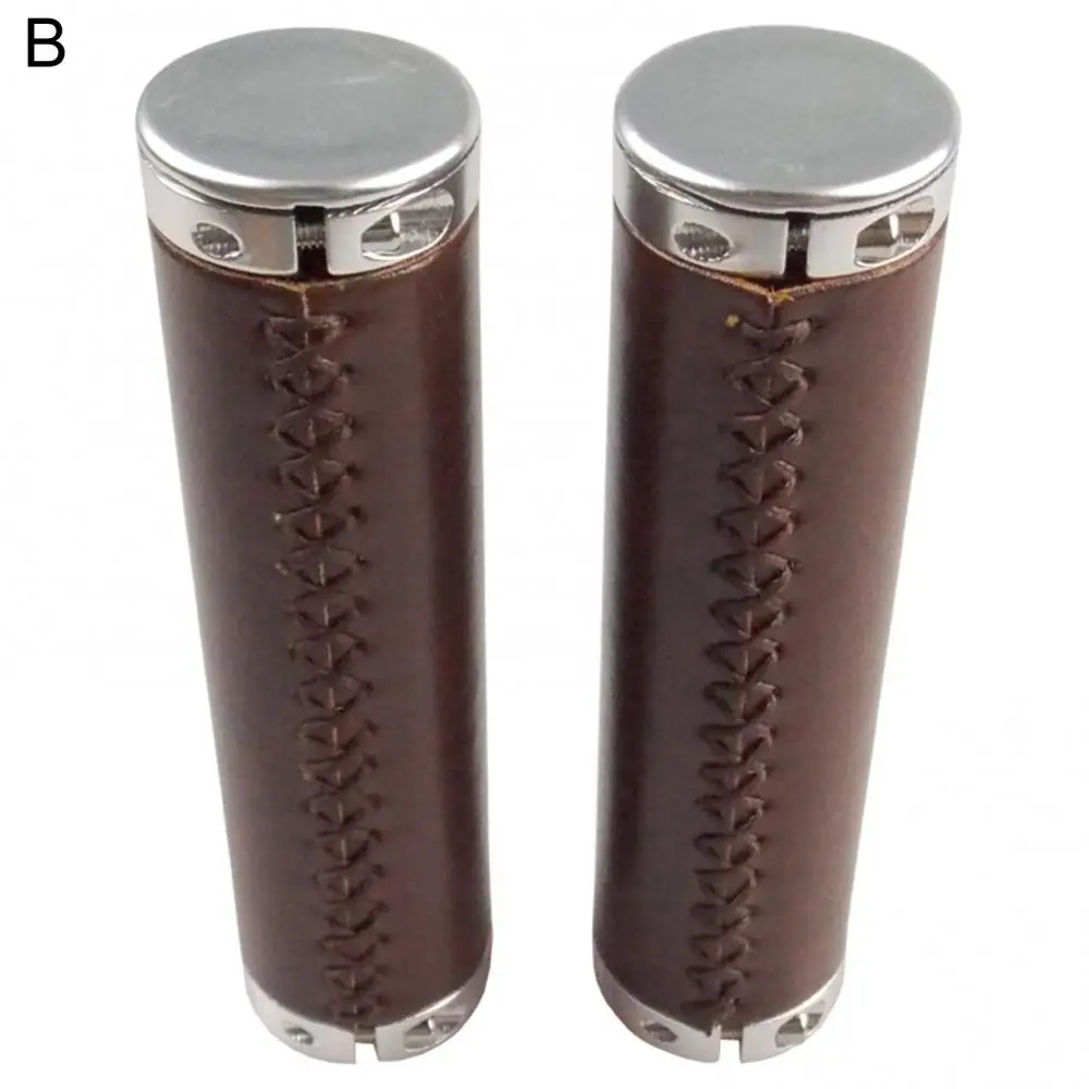 Bicycle Grips 1 Pair Vintage Cycling Faux Leather MTB Mountain Bike Bicycle Cover Handle Grips Bicycle Parts