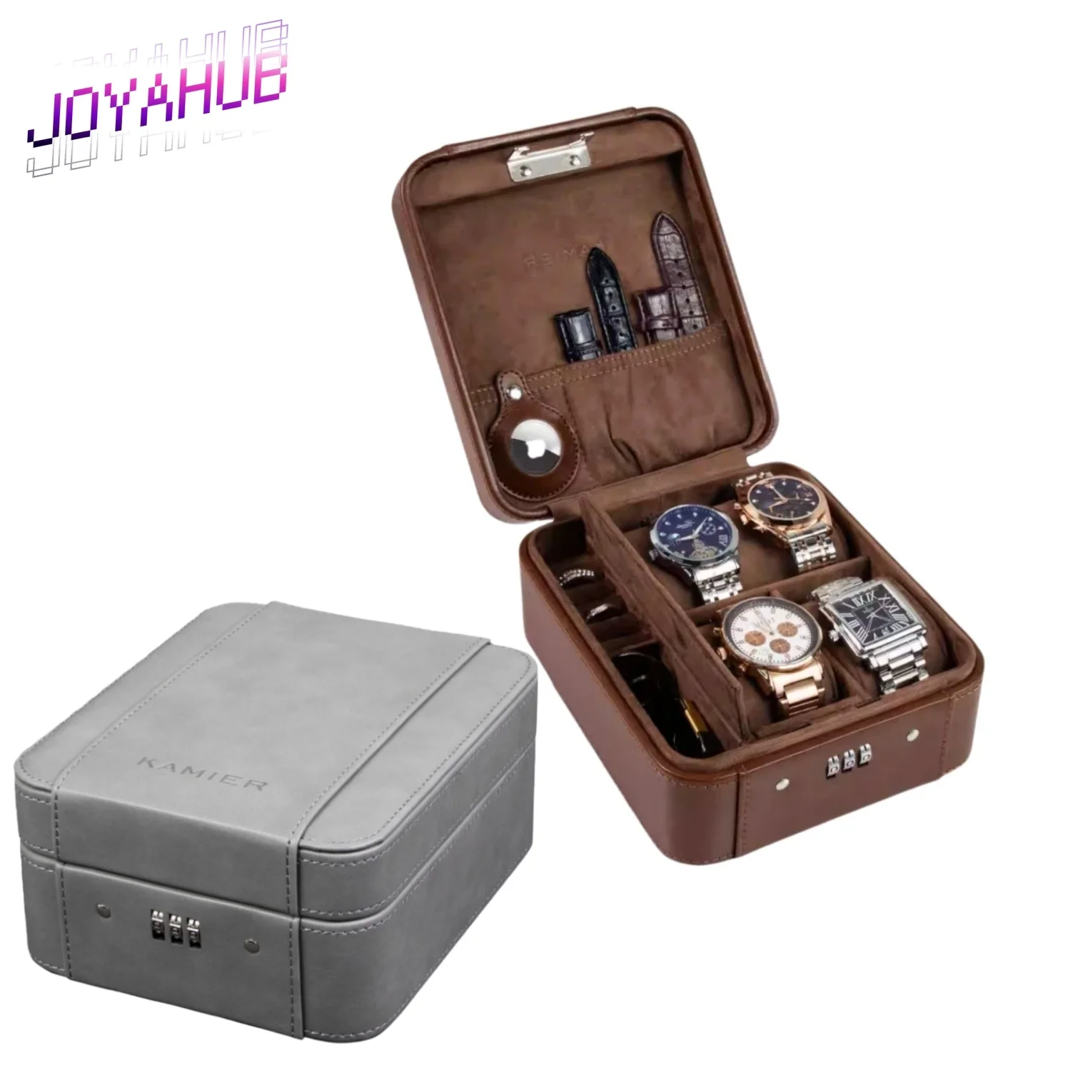 

Premium Leather Watch Box Secure Lock & Jewelry Compartments Luxury Travel-Ready Multi-Watch Case Velvet Lining Box Gift OEM