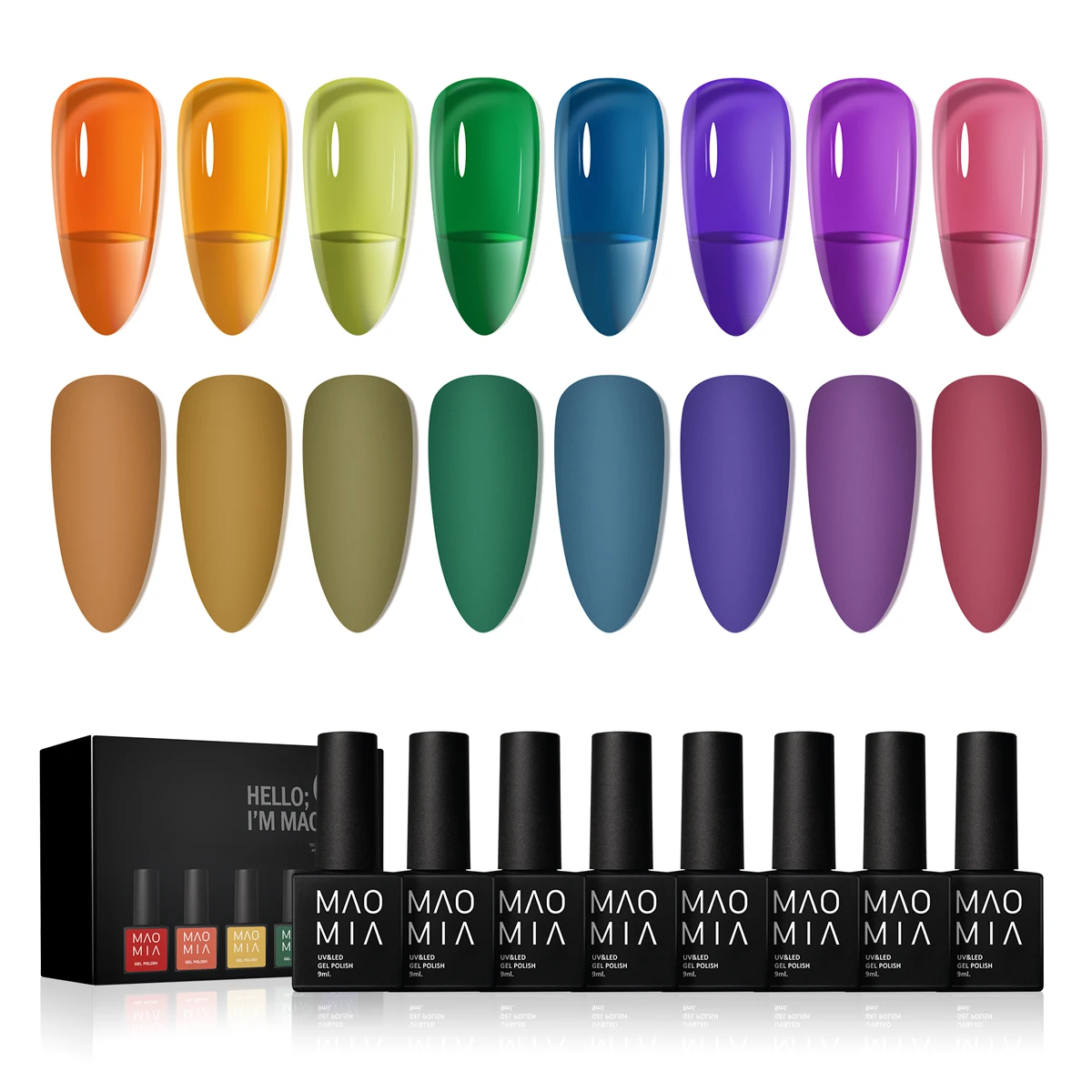 8 Bottles Nail Gel Polish Set Charm Japanese Semi Permanent Nail Art Gel Varnish Sparkling UV Soak Off Gel Lacquer