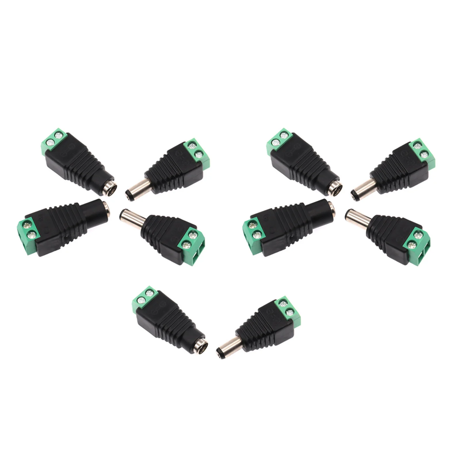 10Pcs 5.5x2.1mm DC Power Connector Screw Terminal Male Female 12V 24V Jack Plug Adapter for LED Strip CCTV Camera