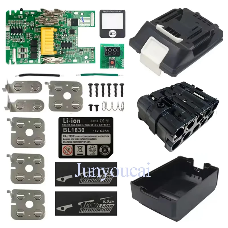 BL1830B Lithium Ion Battery Case BMS PCBA DIY For Makita 18V 6.0Ah Shell Box Housings Charge Protection Board LED Digital BL1860