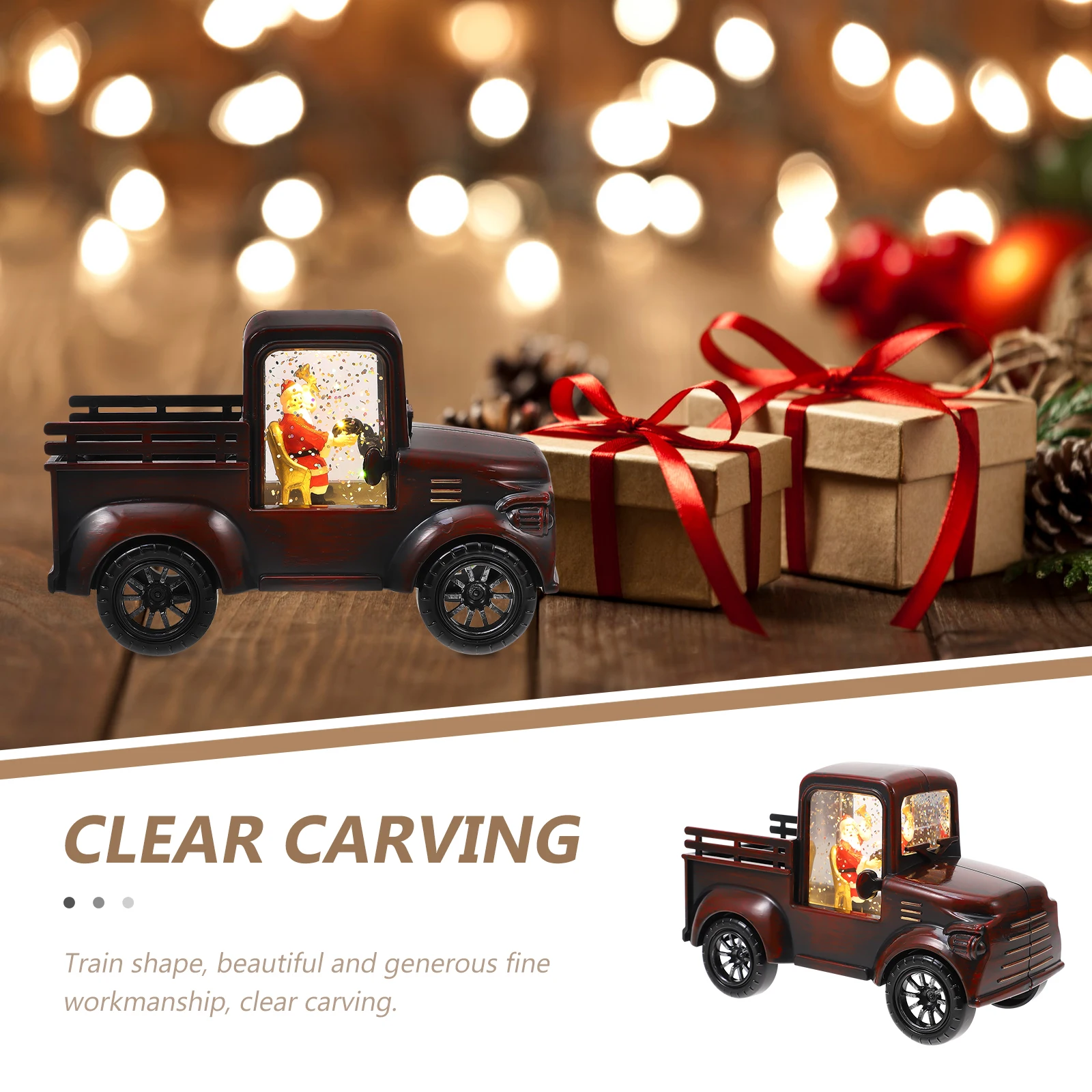 

Christmas Santa Claus Tractor Decor Red Glow nament for Living Room Bedroom Office Xmas Party Gift Resin Craft