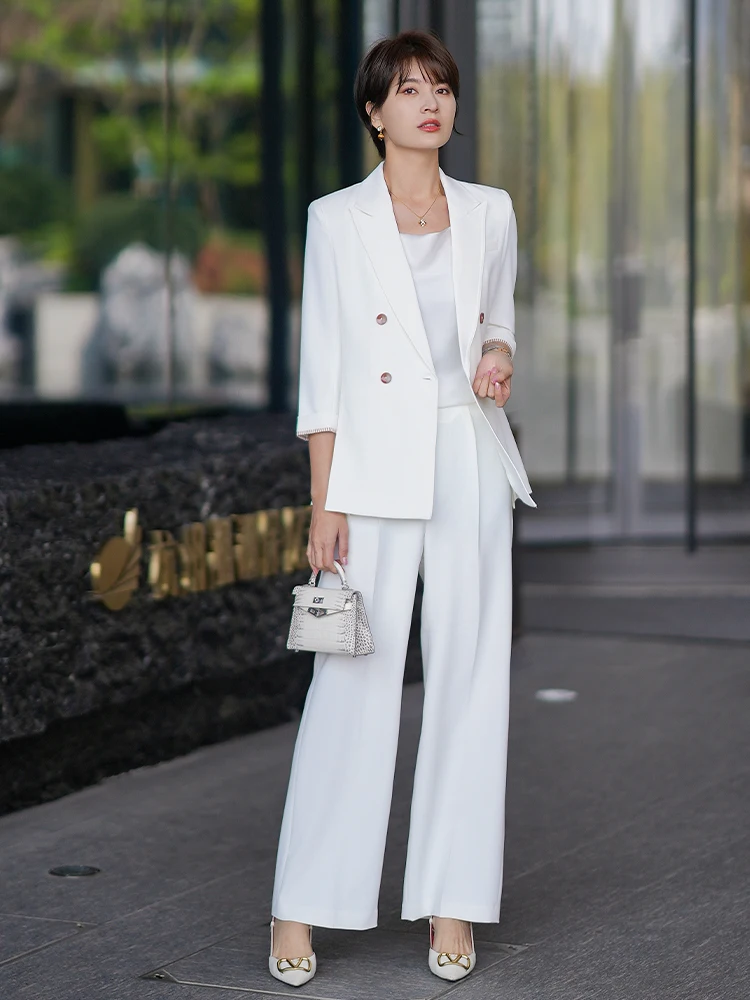 

Костюм женский Jiang Feifei 2026 Весна-Лето: Профессиональный деловой комплект из пиджака и брюк, формальный наряд из двух предметов