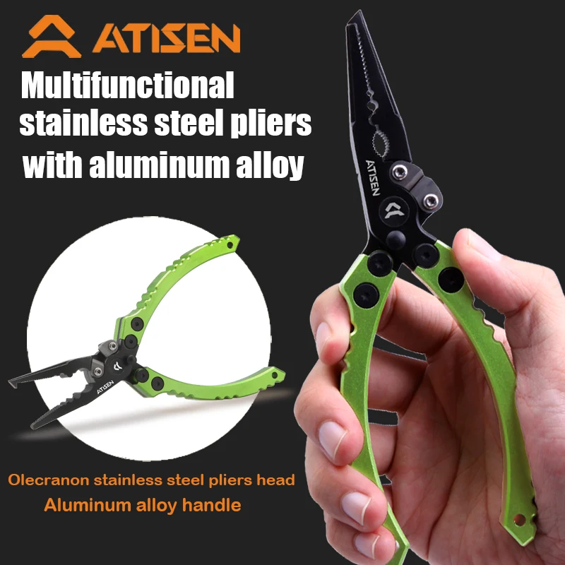 Fishing Tongs Hook Remover Stainless Steel Long Nose Fishing tongs Braided Knife Forked ring Tongs Portable fishing multifunctio