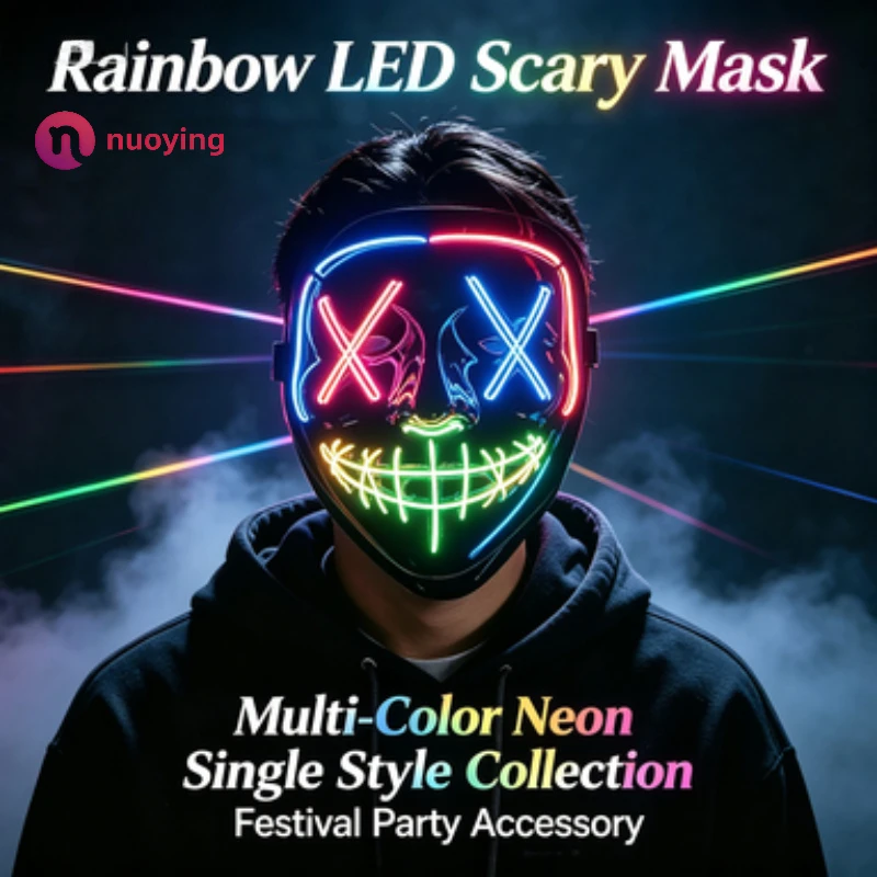 Leuchtendes Halloween-Cosplay-Set: Kabellose LED-Leuchtmaske und leuchtende Faseroptik-Handschuhe, gruselige, leuchtende Requisiten für Karneval, Kostümpartys und zur Dekoration.