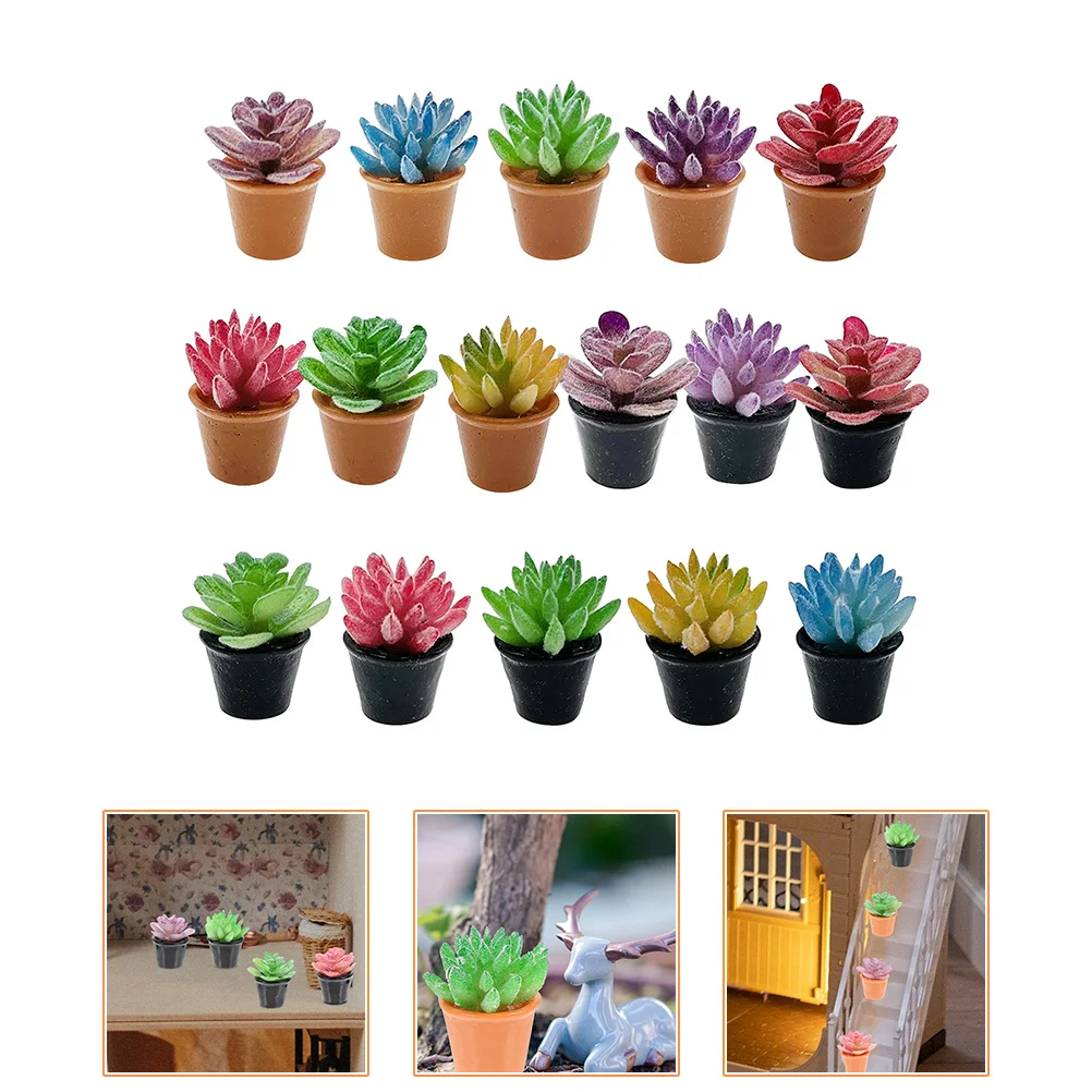 

16 Pcs Miniature Succulents Tiny Bonsai Artificial Plants House Accessories Model Potted Micro Landscape Decoration