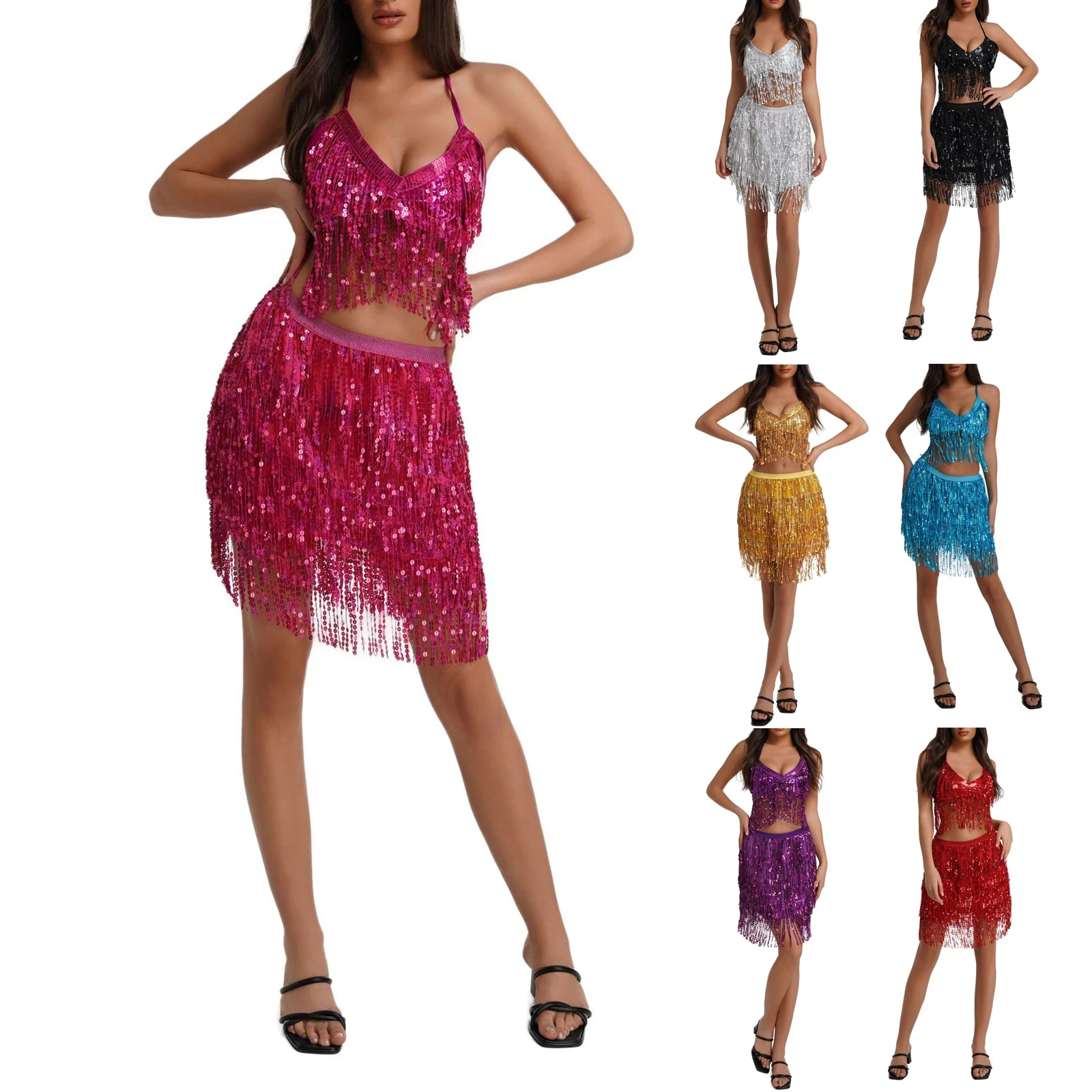 

Women'S Sexy Sequined Tassel Top Belly Dance Performance Sequin Tassel Top Women'S Sequined Top Glittering Belly Dance Costume