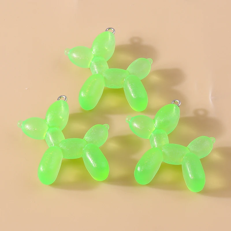 10Pcs 34*38mm Resin Cute Colorful Balloon Dog Charms for Earring Bracelet Necklace Lovely Pendant Handmade Jewelry Making