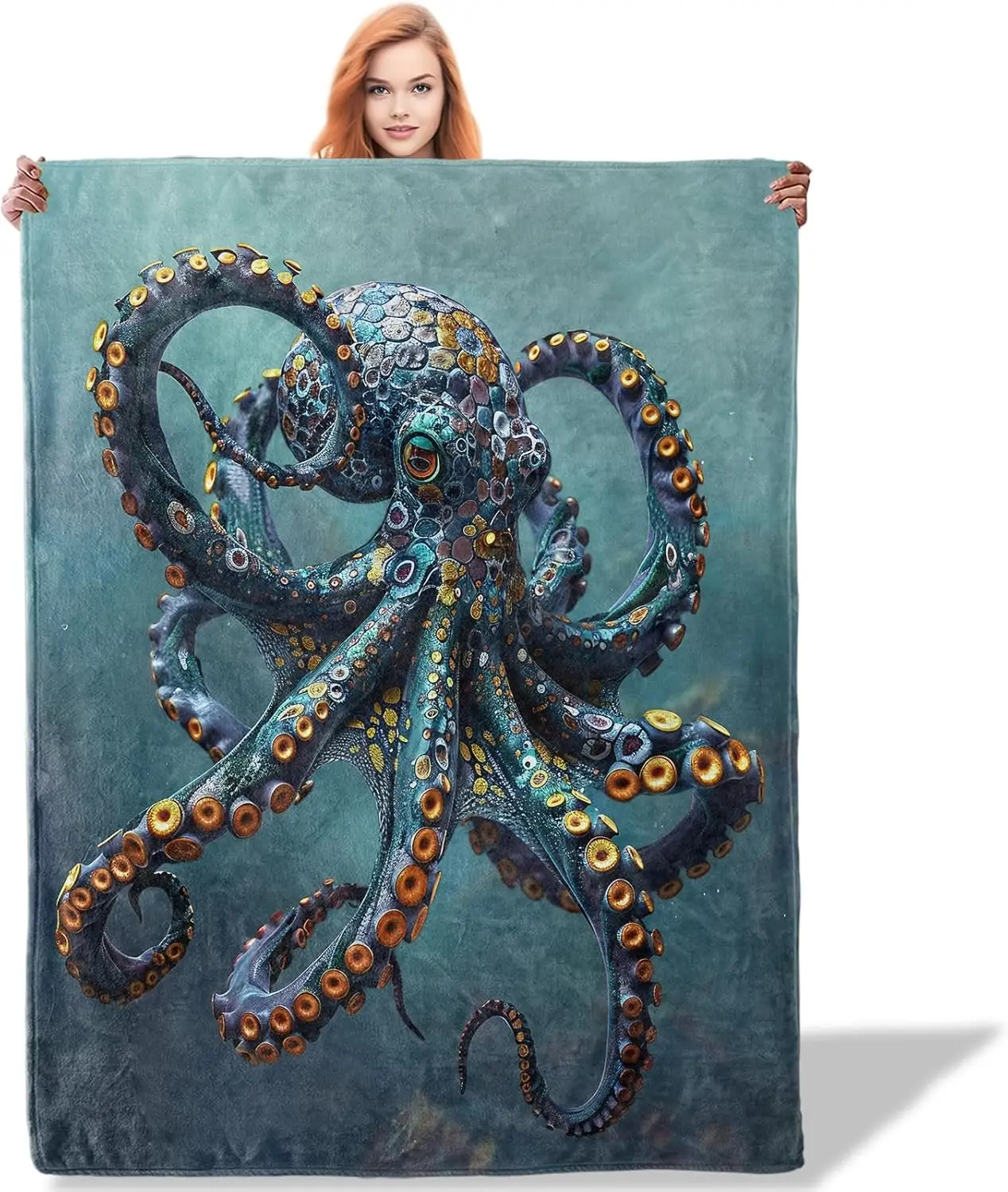 

Colorful Octopus Throw Blanket for Women Girls Boys, Soft Flannel Blankets Gifts for Living Room Couch, Home, Sofa Decor, 50"x60