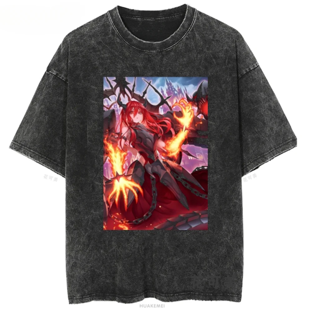 Summer Rare Japanese Anime Washed-out and Distressed Vintage Short-sleeved T-shirt Cotton Yu-Gi-Oh! Duel Monsters GameKing