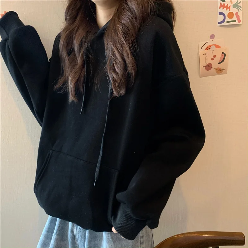 2024 Spring New Korean Hoodie Women Casual Long Sleeve Pullover Tops Hood Shirt Harajuku Oversize Sweatshirt Y2k Clothes 후드티