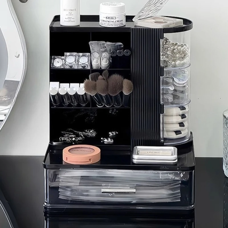 Slanted Multigrid Desktop Cosmetics Makeup Brush Storage Rack Organizer Storage Rack Rotating Drawer-style Dustproof Storage Box