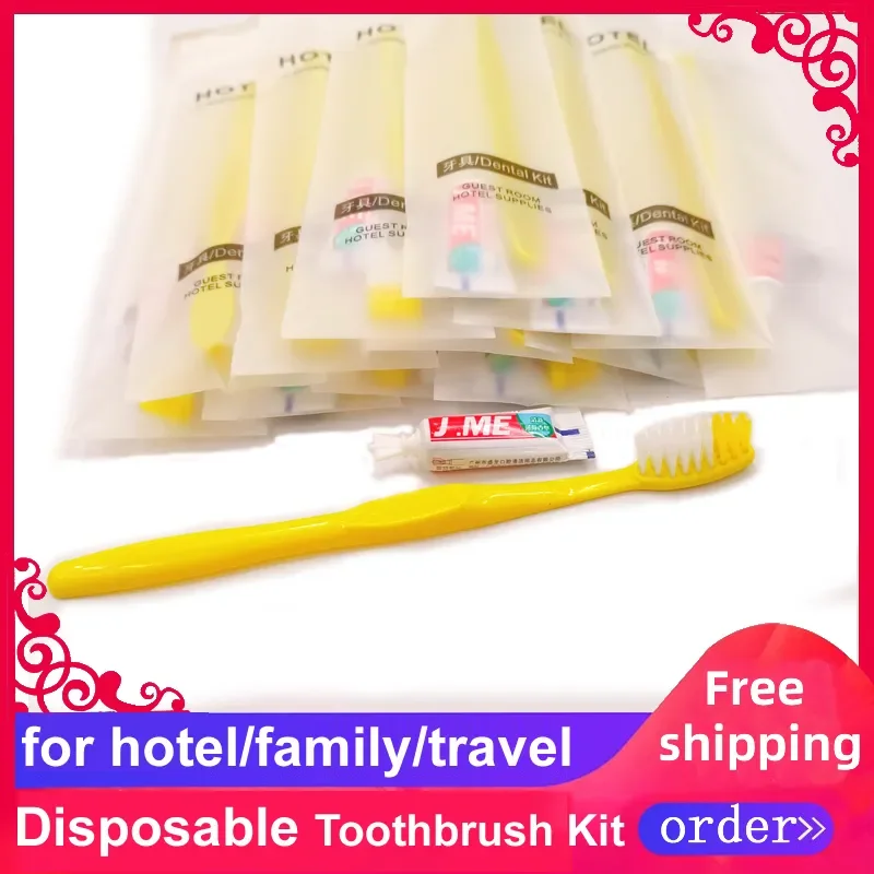 Hotel Supplies Travel Trip Dental Kit Disposable Toothbrush Toothpaste Sets Wholesale Independent Packing