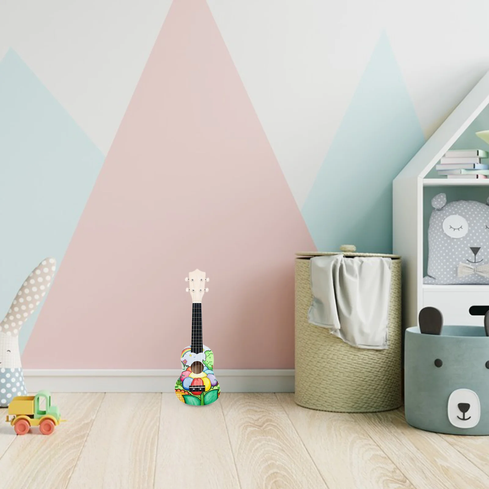 

1Set DIY Ukulele Craft Making Kit Small Wooden Guitar Unpainted Guitar Accessories Kit Handmade Doodle Set Graffiti Ukulele Set