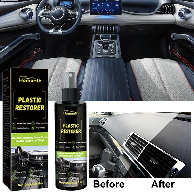 

100ml Car Plastic Renovator Repair Hydrophobic Body Polish Car Ceramic Quick Coating Interior Cleaning Dust-proof Stain Remover