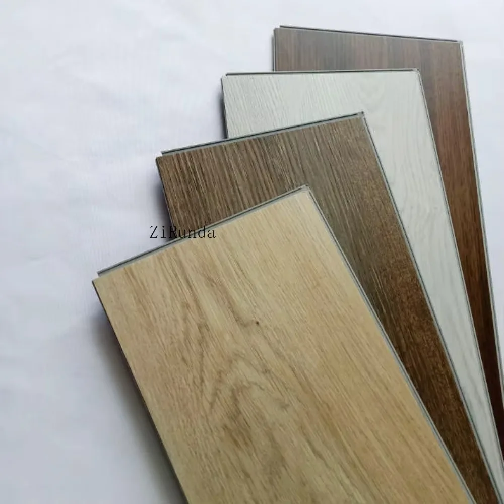 Lantai plastik SPC motif anyaman tangan 7 x48 yang tahan lama dan dapat disesuaikan