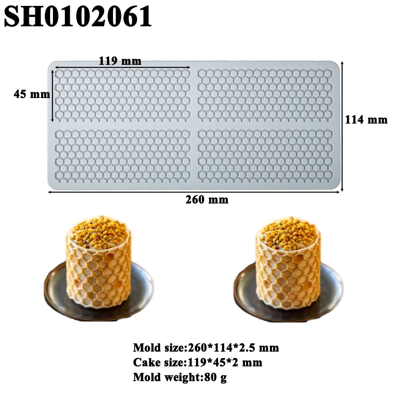 Dessert Decoration Hollowed Out Chocolate Chips Silicone Baking Mold Leaf or Honeycomb Design Sugar Craft Silicone Pad Lace Mat