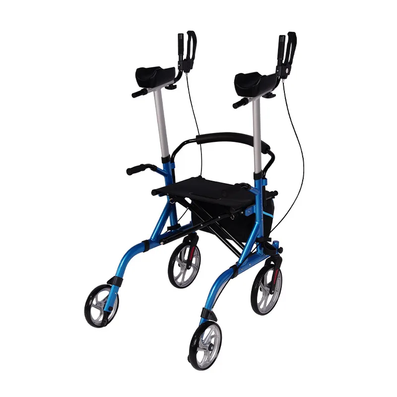 China manufacturers Aluminum Transport rollator walker with wheels and adult armrests