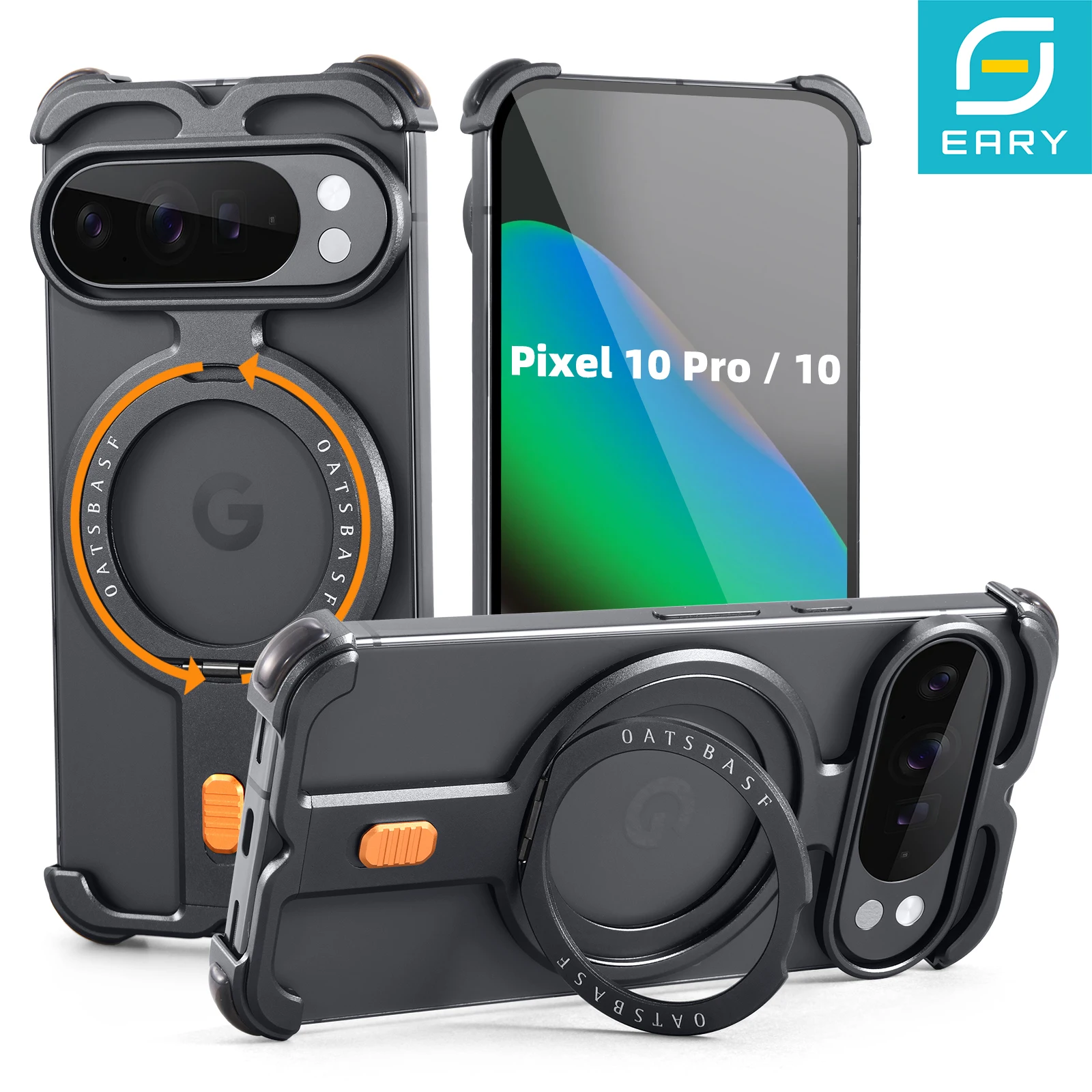 

Eary Phone Case for Google Pixel 10 Pro 10 Pro XL With 360°Rotation Stand Magnetic Minimalist Shells Shockproof Protective Cover