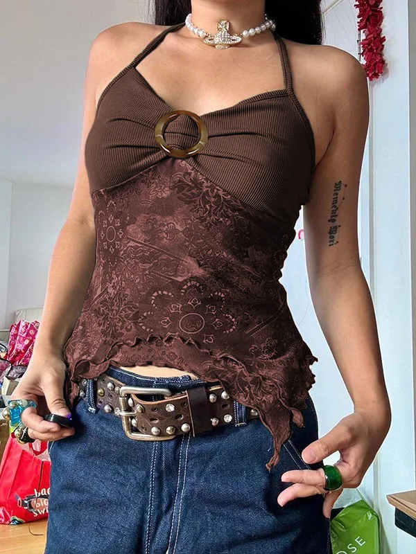 

Сексуальный укороченный топ-майка с лямками и вставками в стиле Street Sle, тонкий, короткий, повседневный, для молодых женщин на лето