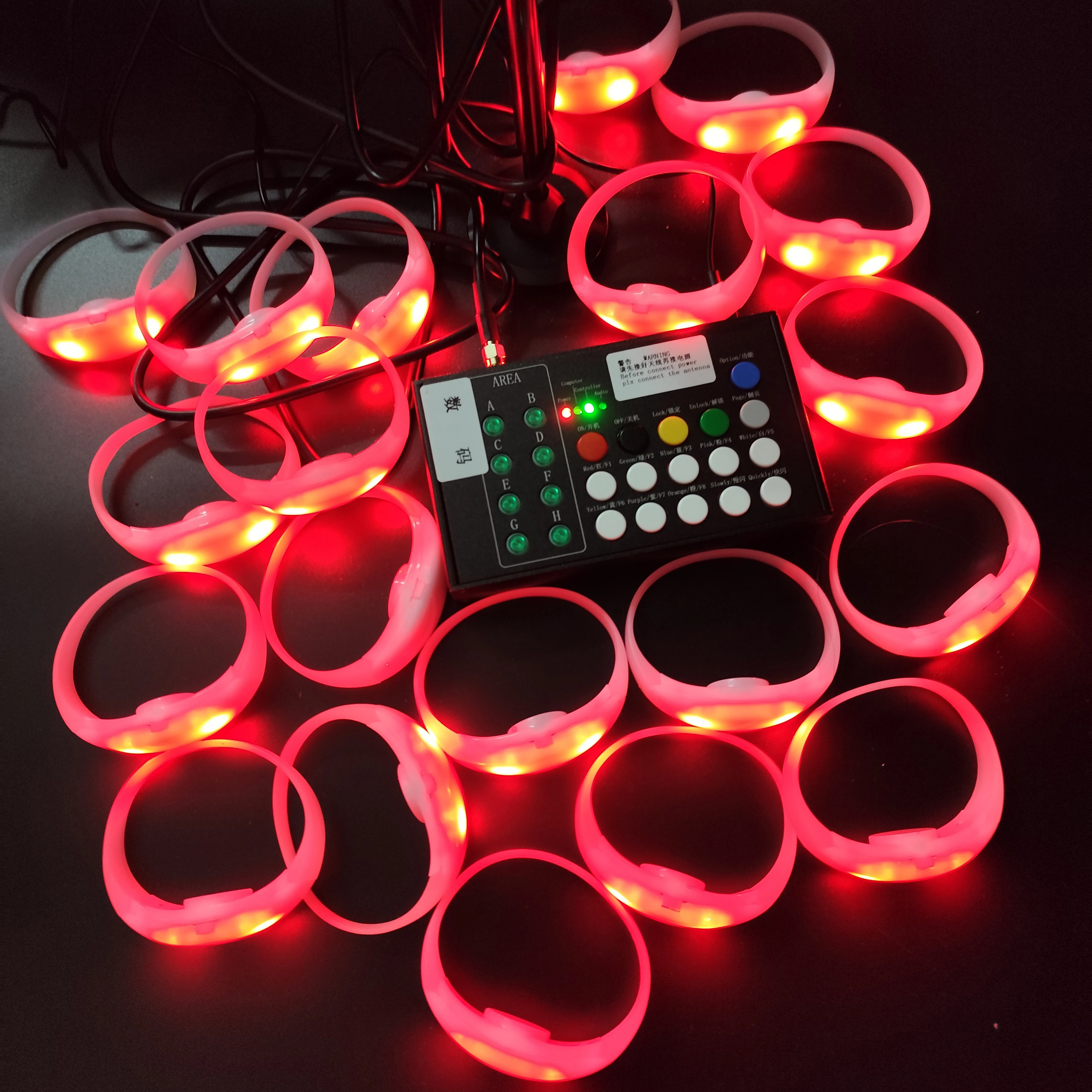 

100/1000pcs/Lot RGB LED Silicone TPU Bracelets With 24Keys 400 Meters 433.92MHz Remote Control Wristbands Wedding Party Event