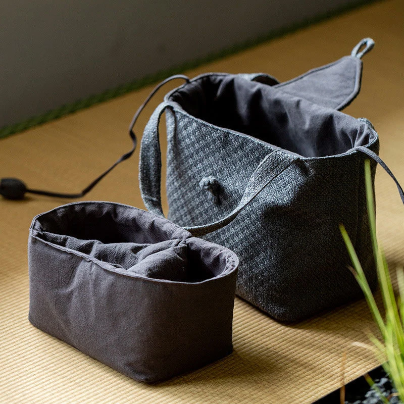 

Retro Storage Bag Portable Tea Set Organizer Chinese Style Travel Pouch Tea Ceremony Accessories