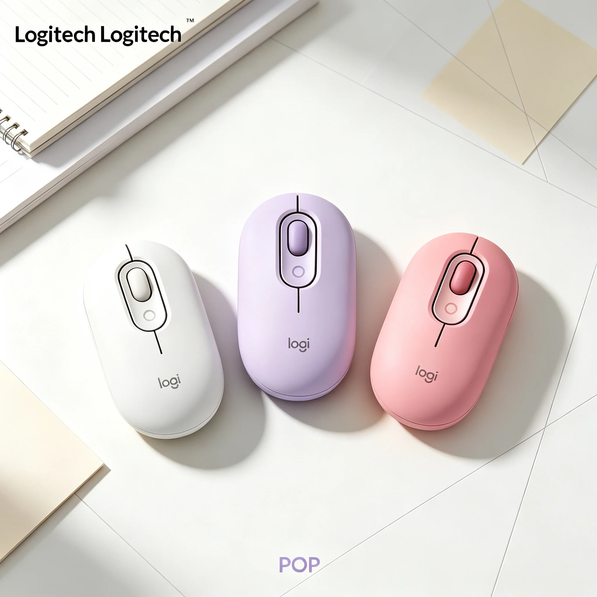Logitech POP Multi-Device Wireless Bluetooth Silent Mouse Trendy Cute Color Lightweight Mini Mice For Home Study Notebook Tablet