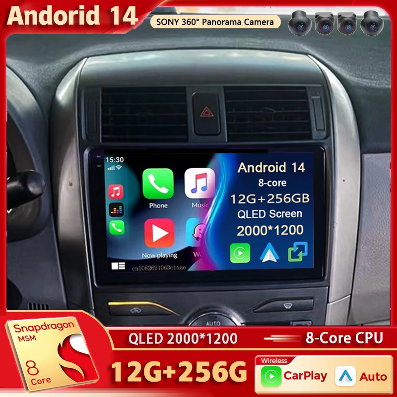 

Android 14 For Toyota Corolla 10 E140 E150 2006 - 2013 2K QLED Stereo Car Radio Multimedia Video Player GPS AI Voice CarPlay 4G