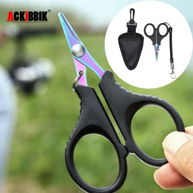 

Ackibbik Multifunction Fishing Scissor Fishing Line Cutter Fish Plier Braid Line Scissors with Fishing Lanyard & Sheath