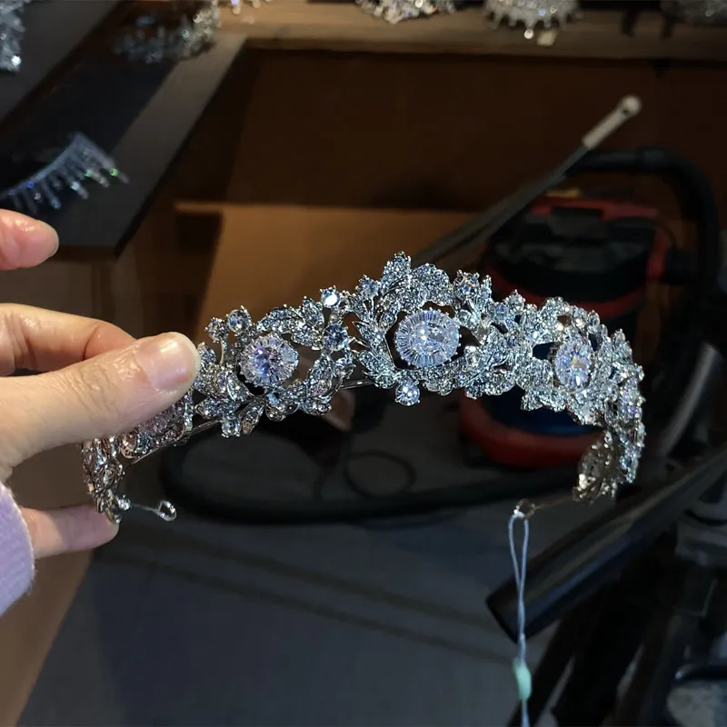 Customized ST1-16961TE Bridal Light Luxury Zircon Water Diamond Wedding Crown and Makeup Headwear Wedding Matching Headcrown