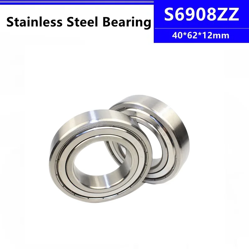 4pcs Stainless Steel bearing S6908ZZ 40*62*12mm Deep Groove Ball Bearing 40x62x12 mm S6908 S6908-2Z S6908Z