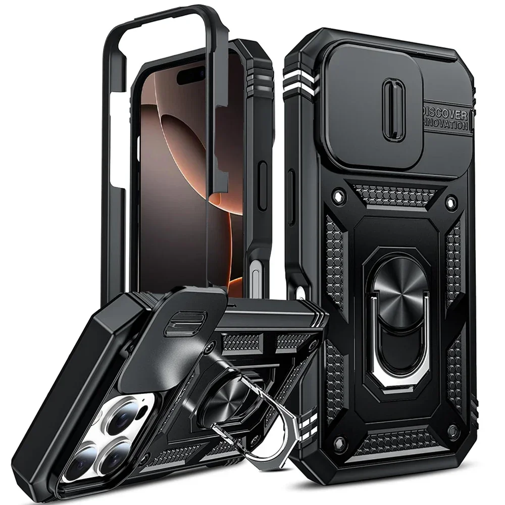 

Case For iPhone 16 15 14 13 12 11 Pro XS Max XR Plus Camera Slide Military Grade Armor Protection 360 Degree Rotate Armor Cover