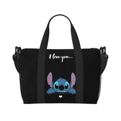 Custom Cute Stitch Tote Bag Women Large Capacity Cartoon Beach Gym Travel Bags