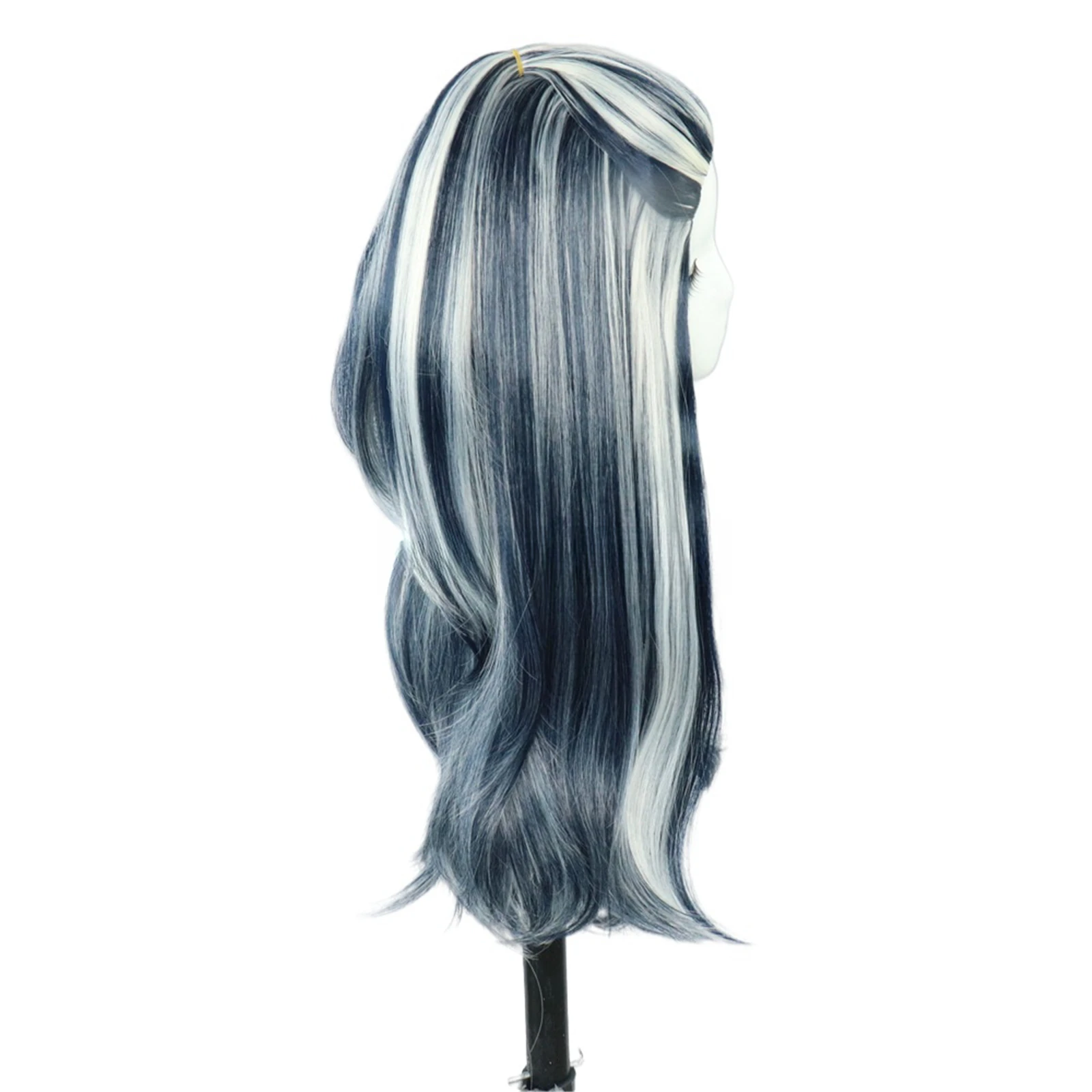 Peluca de Cosplay de Monster High Buzz Stein, juego de rol, pelo blanco y negro, para fiesta de Carnaval y Halloween