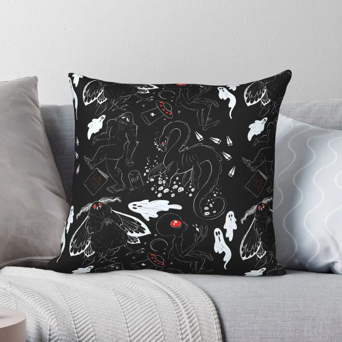 Cryptid Alien Ghost Collection Square Pillowcase Polyester Linen Velvet Pattern Decor Pillow Case Home Cushion Cover Wholesale