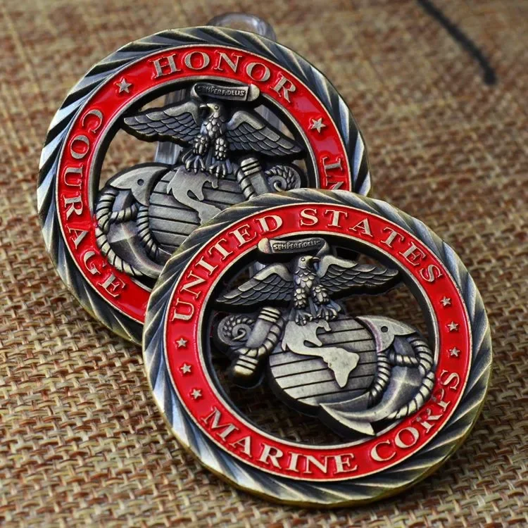 مجموعة عملات معدنية مجوفة مطلية بالنحاس من مشجعي البحرية الأمريكية، عملات تذكارية لمحبي عسكريين القدامى #6