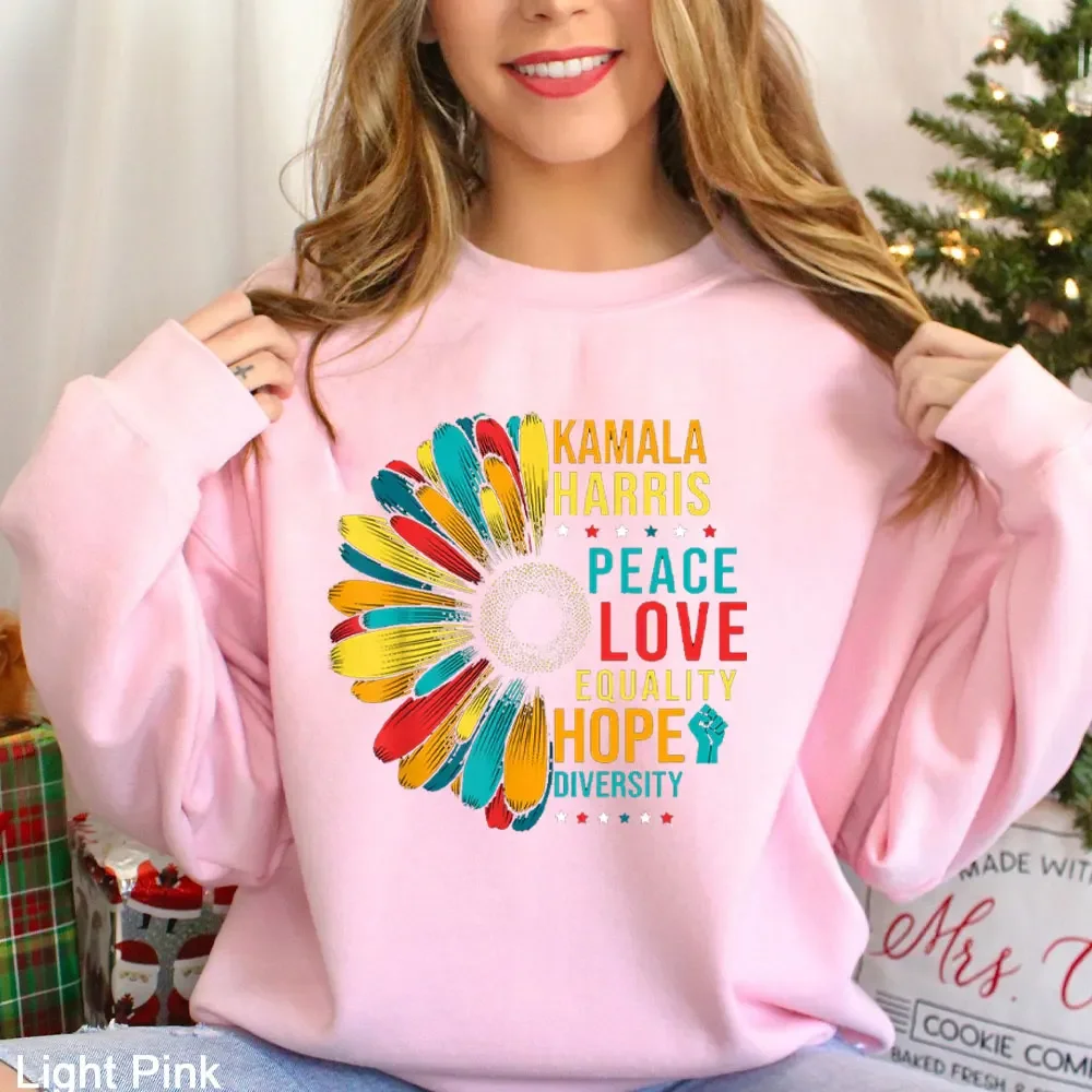 

Kamala Harris Peace Love Equality Hope Diversity Толстовки президента Мадам женские топы большого размера с длинными рукавами и капюшоном женские топы